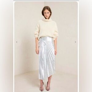 ALC TORI Silver Pleated Women's Skirt SIZE 8